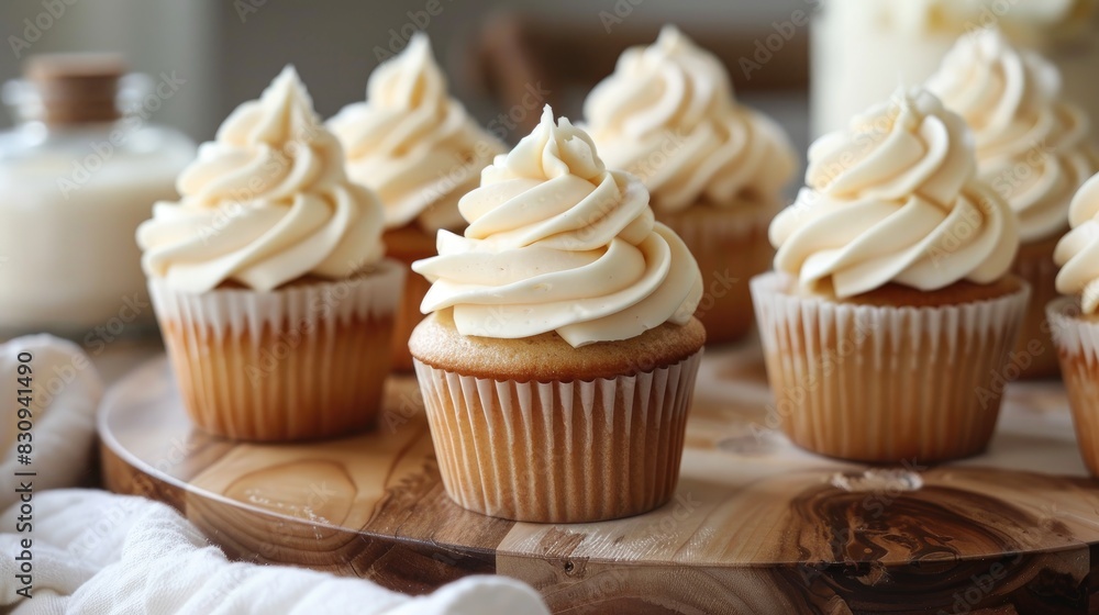 Cupcakes topped with buttercream Cupcakes topped with buttercream