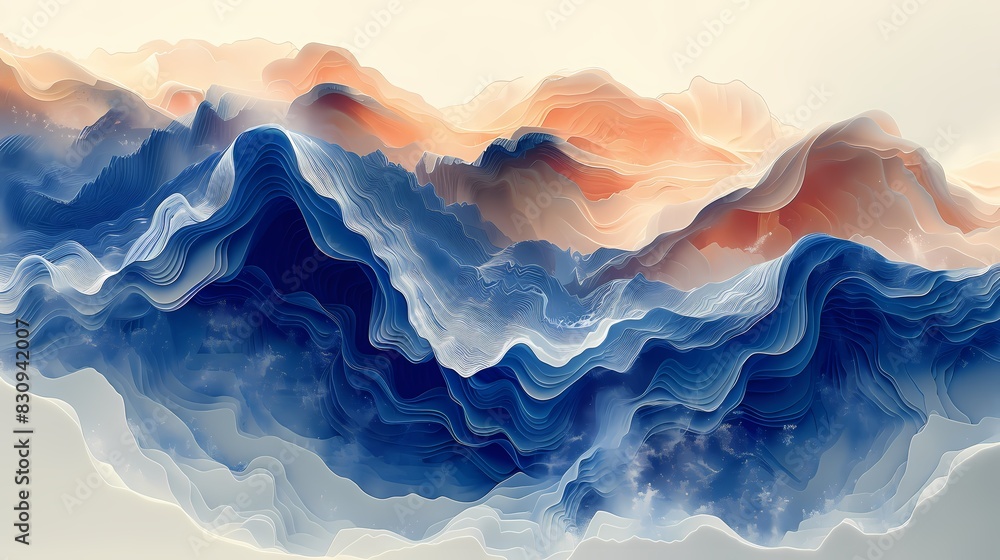 Blue and white lines texture mountains poster background Blue and white lines texture mountains poster background