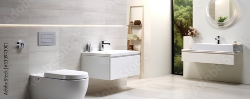 white interior decoration of bathroom