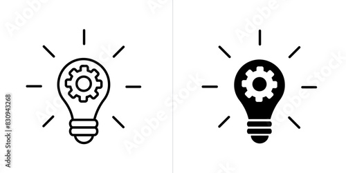 Innovation editable stroke and solid web icon set. Vector illustration
