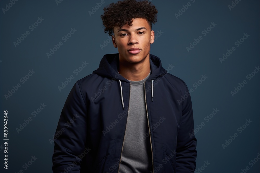 Obraz premium A young man in a black jacket