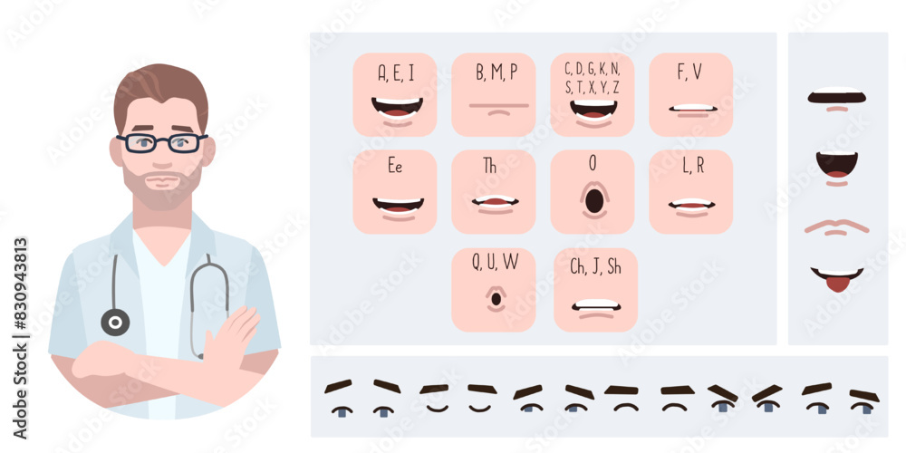 Medical worker doctor avatar creation suitable for animation. Generator ...