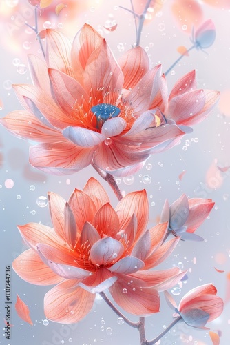 Two Pink Flowers With Water Droplets