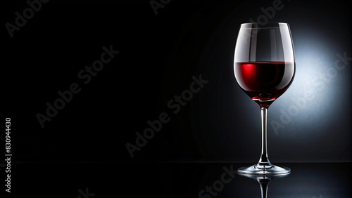 Crystal wineglass filled with a deep red liquid, reflecting a white background in its elegant isolation