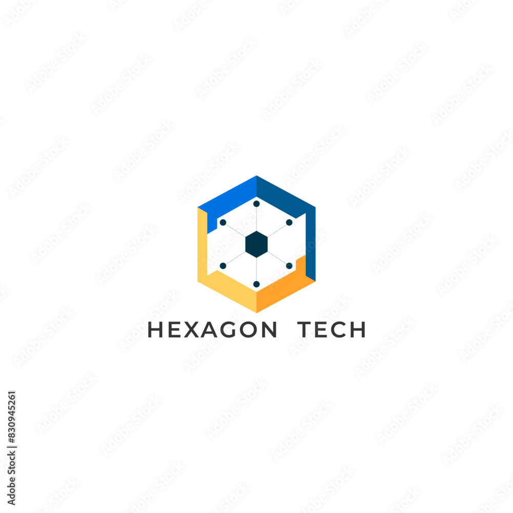 ILLUSTRATION HEXAGON WITH CONNECTED CIRCLE SIMPLE FLAT COLOR TECH LOGO ICON MODERN SIMPLE TEMPLATE ELEMENT DESIGN VECTOR ILLUSTRATION HEXAGON WITH CONNECTED CIRCLE SIMPLE FLAT COLOR TECH LOGO ICON MODERN SIMPLE TEMPLATE ELEMENT DESIGN VECTOR