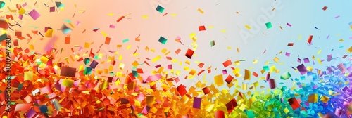 Explosion of rainbow confetti in the air - A copious amount of colorful confetti fills the air, creating a powerful image of celebration and vibrancy