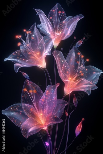 Elegant Flower Design on Black Background