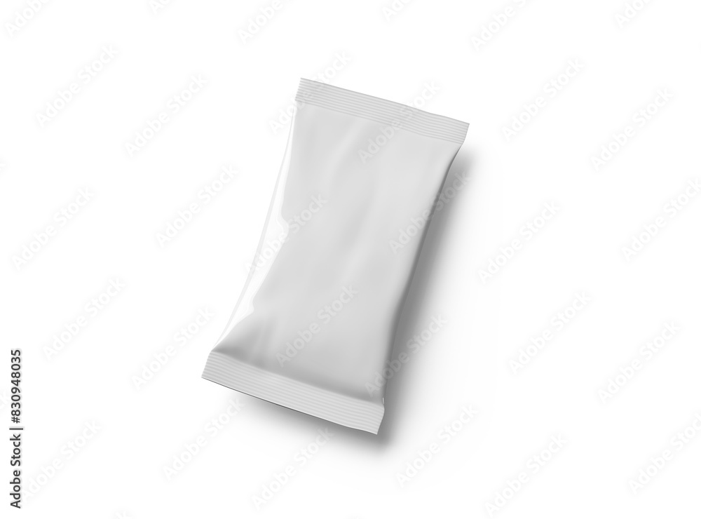 3D packaging render of pillow food snack bag isolated on a transparent background. 3D packaging render of pillow food snack bag isolated on a transparent background.