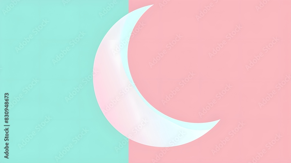 Minimalist Pastel Crescent Moon on Dual-Tone Pink and Blue Background for Modern Design Needs Minimalist Pastel Crescent Moon on Dual-Tone Pink and Blue Background for Modern Design Needs