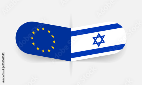 EU and Israel flags. European Union and Israeli flag, national symbol design. Vector illustration.