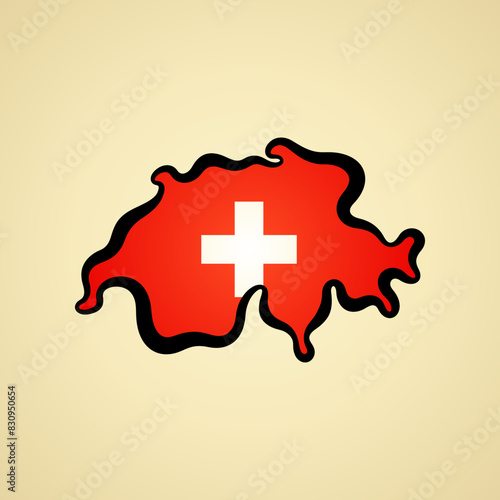 Switzerland - Map colored with flag