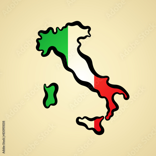Italy - Map colored with flag