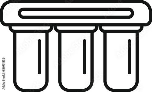 Black and white line art of three classic pillars  ideal for icons and logos