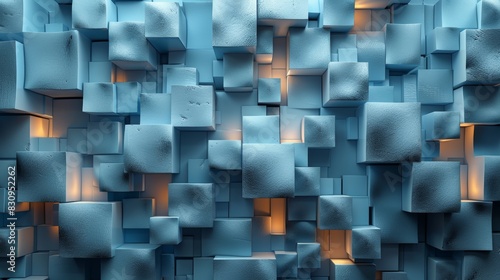 Image showcasing a 3D pattern of frosted blue cubes illuminated from within