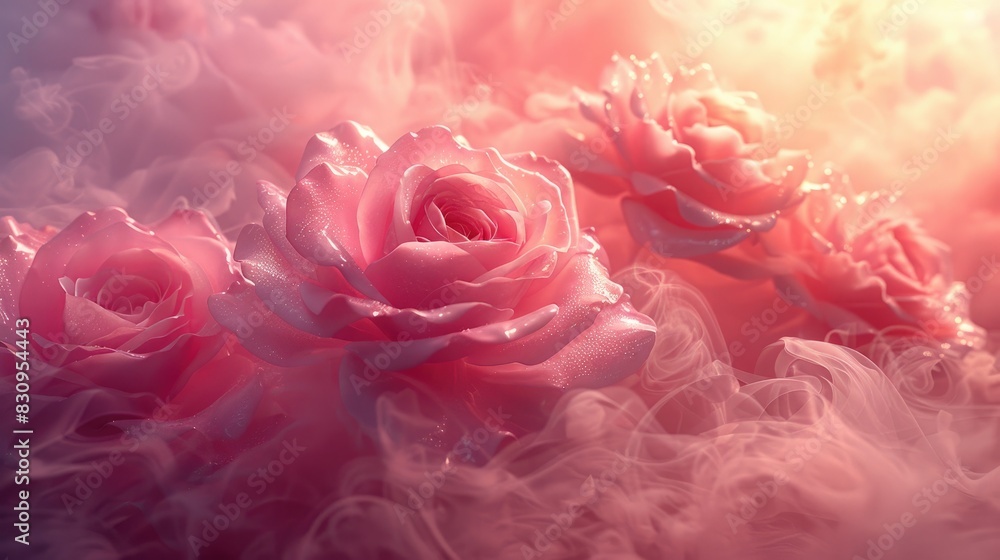 Pastel Pink Roses Texture Pattern with Pink Smoke: Close-Up Detail Pastel Pink Roses Texture Pattern with Pink Smoke: Close-Up Detail