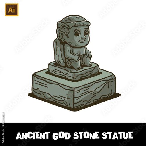 Ancient God Stone Statue 2 Vector Illustration