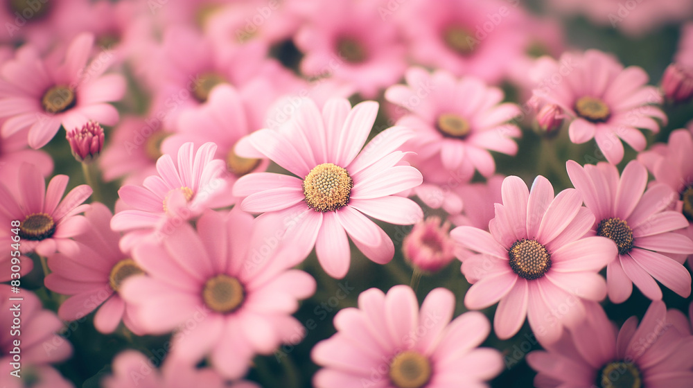 Pink daisies close-up. Natural daylight, good lighting.