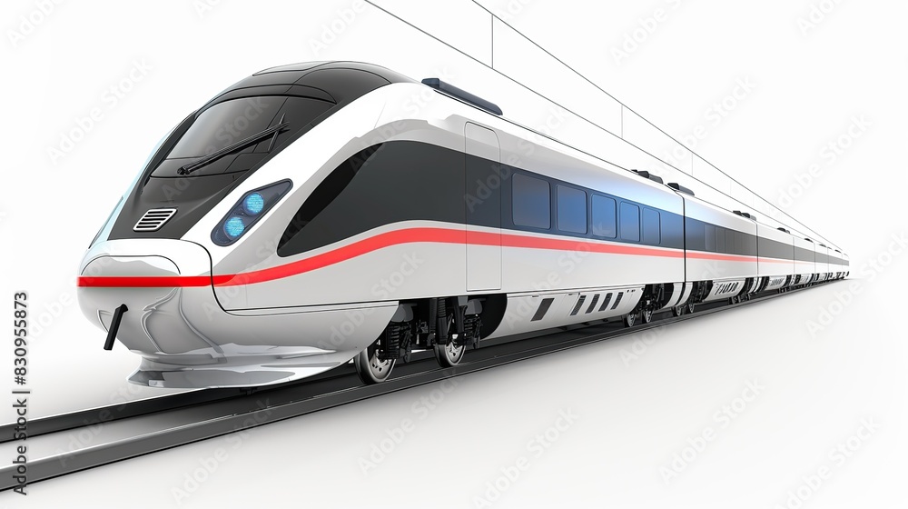 Fototapeta premium High speed train in modern design isolated on white background