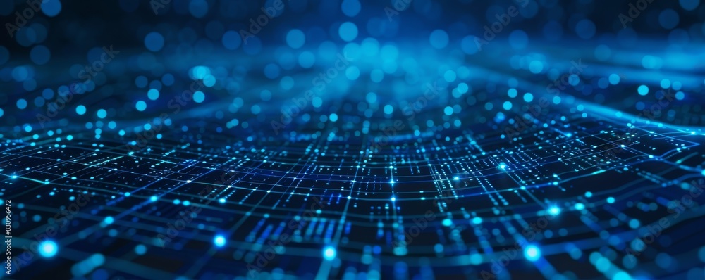 Abstract digital data technology and network connection background, featuring glowing blue lines and dots, representing cloud computing and big data. Abstract digital data technology and network connection background, featuring glowing blue lines and dots, representing cloud computing and big data.