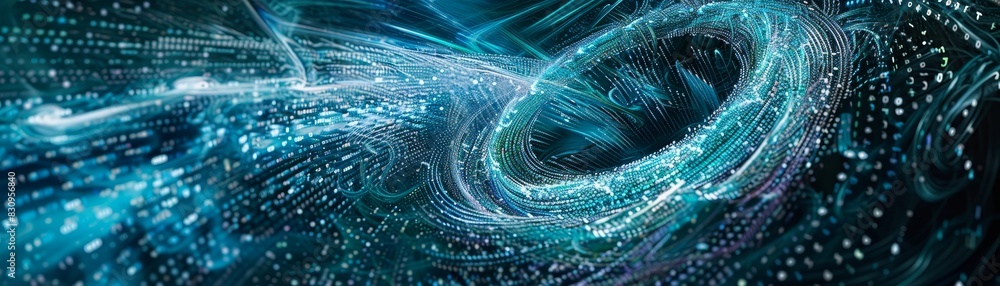 Abstract digital vortex with glowing particles and lines, representing technology, data flow, and futuristic concepts in a dynamic way. Abstract digital vortex with glowing particles and lines, representing technology, data flow, and futuristic concepts in a dynamic way.