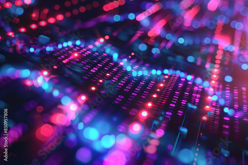 Close-up of a genetic database structure using a holographic interface in a vibrant, futuristic lab. Emphasizes advanced technology and innovative medical research. © Mongkol