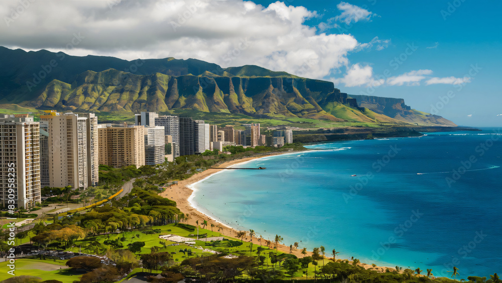 Hawaii - A breathtaking, panoramic image of the beautiful Hawaiian landscape.