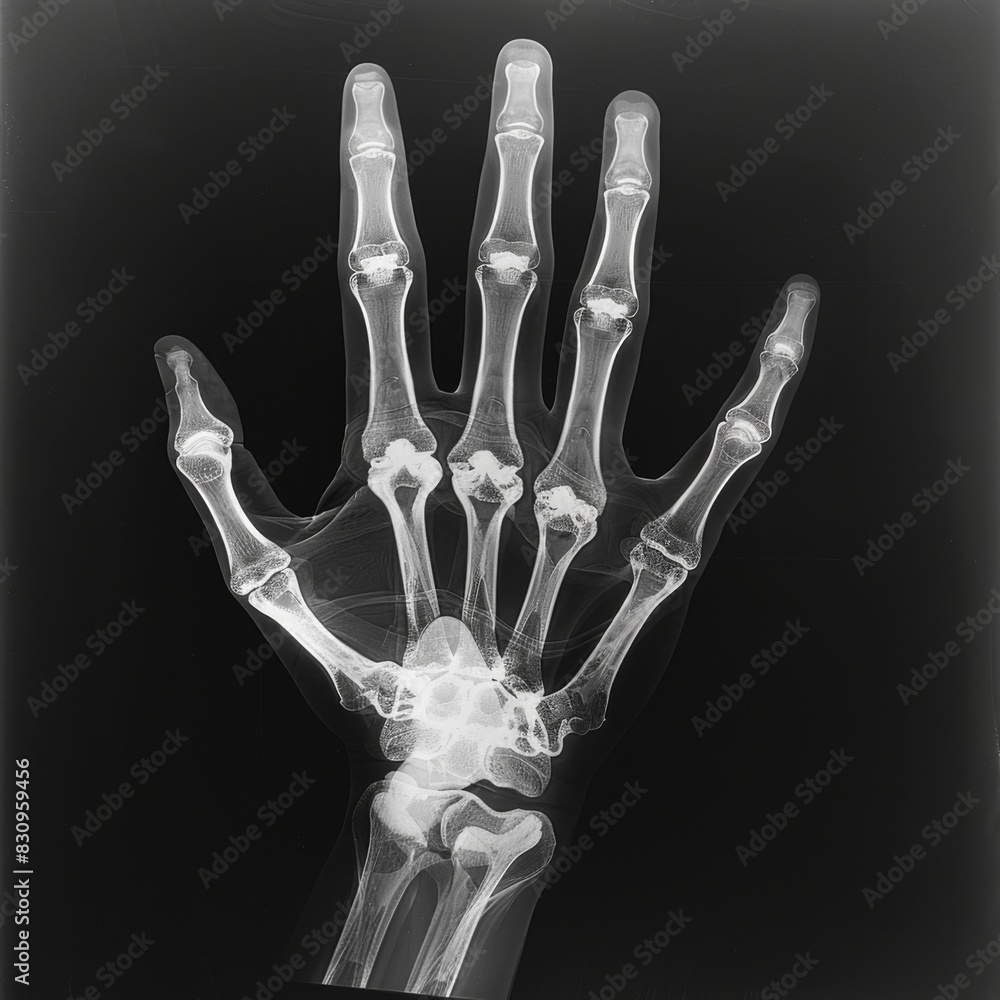 X-ray reveals intricate hand bones in vibrant detail X-ray reveals intricate hand bones in vibrant detail
