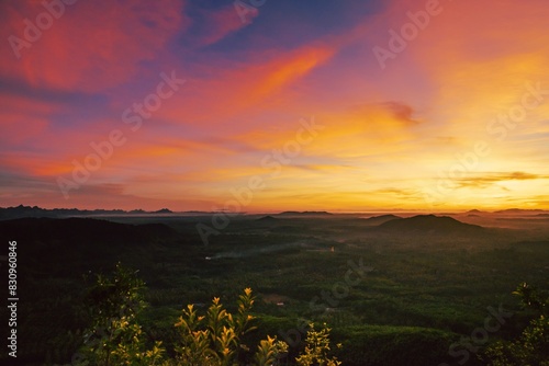 Beautiful morning scenery of Chumphon Province, Thailand.