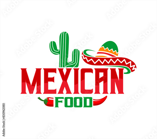 mexican food vector logo sticker sombrero hat symbol for Mexican restaurant