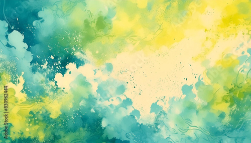 yellow green watercolor abstract background texture
