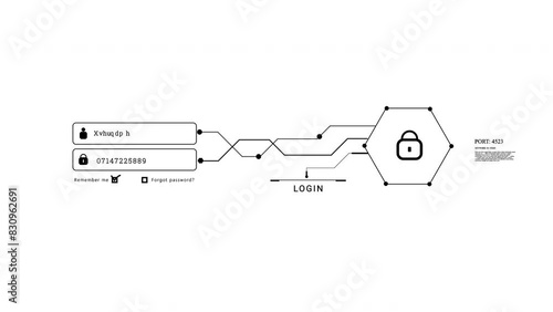 Log in password access HUD element. Data Information.Syber security, hackers. White background