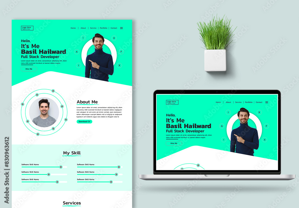 Personal Portfolio Landing Page UX UI Layout Stock Template | Adobe Stock