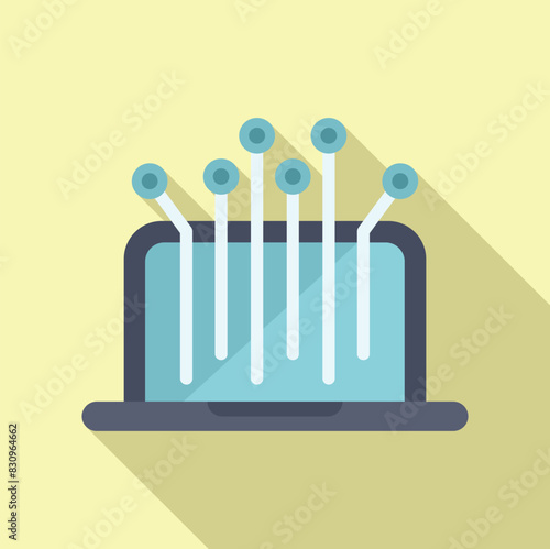 Vector illustration of a pin cushion with needles in flat design style, casting a long shadow