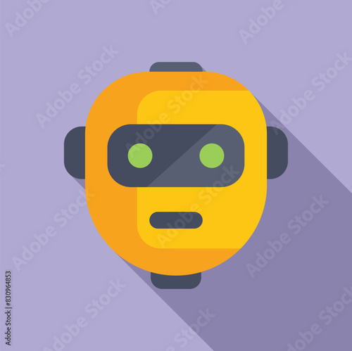 Colorful cartoon robot avatar with purple background flat design mascot illustration of a cute and friendly technology icon with artificial intelligence