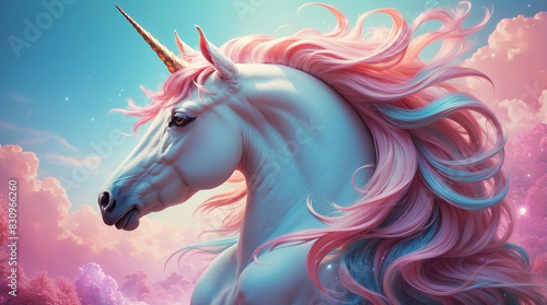a majestic unicorn  its ethereal mane flowing in the wind as it gazes into the distance with a sense of wisdom and grace