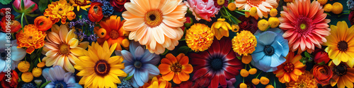 Vibrant Array of Colorful Flowers Displayed in Close-Up. Feria de las Flores Day.