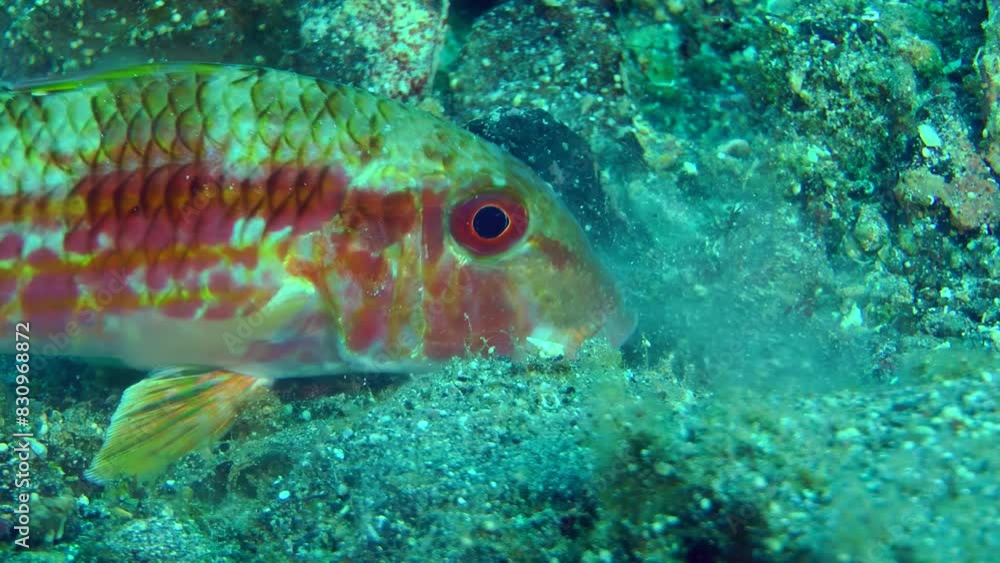 Commercial fish Red mullet (Mullus barbatus), portrait. Commercial fish Red mullet (Mullus barbatus), portrait.