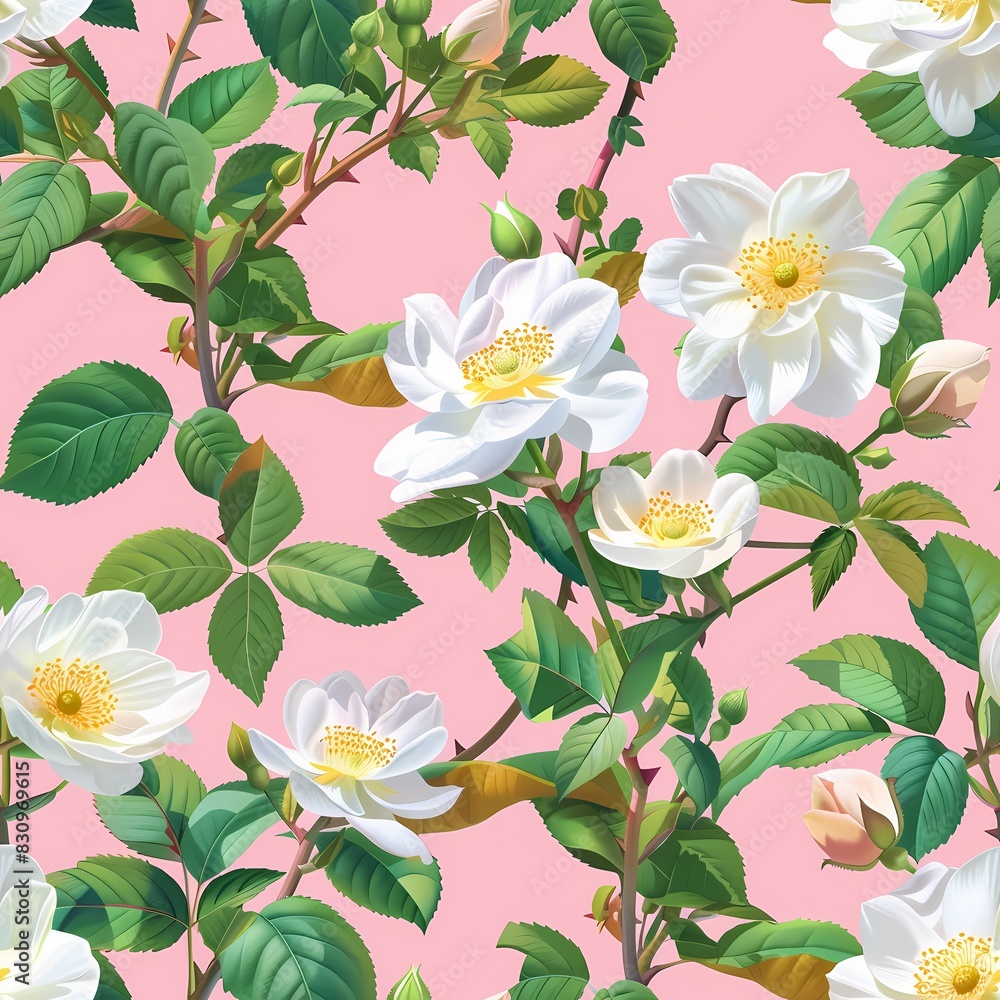 Floral pattern in 1850s style, vector graphic style, repeatable, seamless