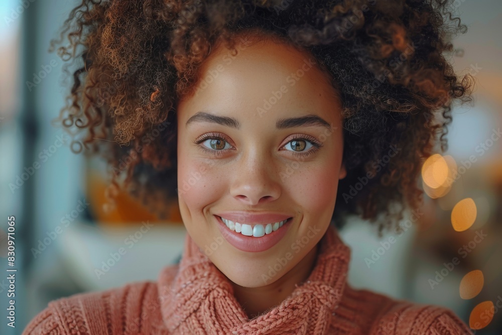 Close-up portrait of a beautiful young woman smiling warmly to the camera Close-up portrait of a beautiful young woman smiling warmly to the camera