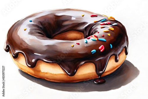 Wallpaper Mural Watercolor illustration of a delicious chocolate donut. Transparency in PNG format. Isolated images on a transparent background. Torontodigital.ca
