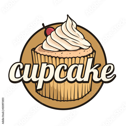 Cupcake logo drawing design template