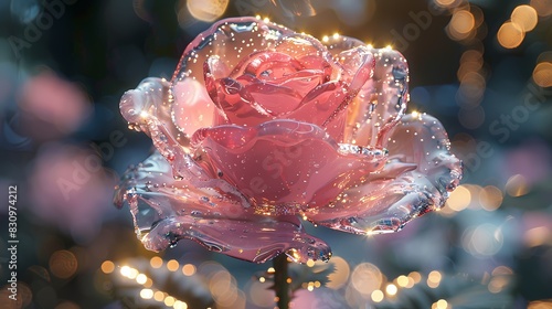 Fototapeta Naklejka Na Ścianę i Meble -  Digital technology pink crystal rose poster background