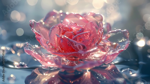 Digital technology pink crystal rose poster background