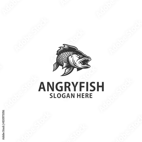 Angry fish logo vector illustration