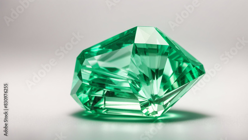 large  emerald cut gemstone on white background