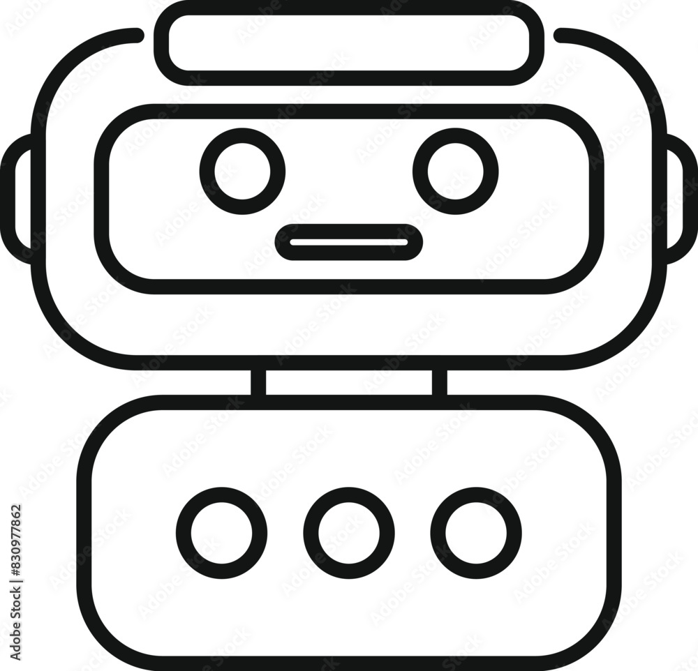 Black and white line art of a friendlylooking cartoon robot, perfect for techthemed designs Black and white line art of a friendlylooking cartoon robot, perfect for techthemed designs