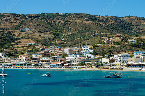 Small village of Agia Pelagia on island of Crete in Greece. photo