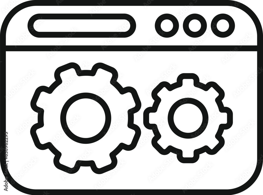 Vector illustration of a browser window with gears, symbolizing website settings or preferences Vector illustration of a browser window with gears, symbolizing website settings or preferences