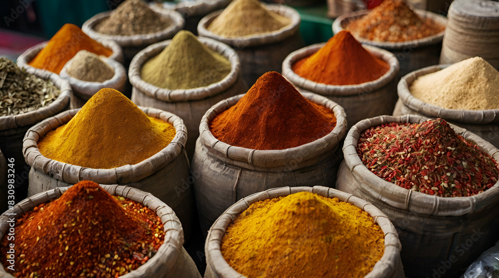 A photo of spices and herbs at street market. A photo of spices and herbs at street market.