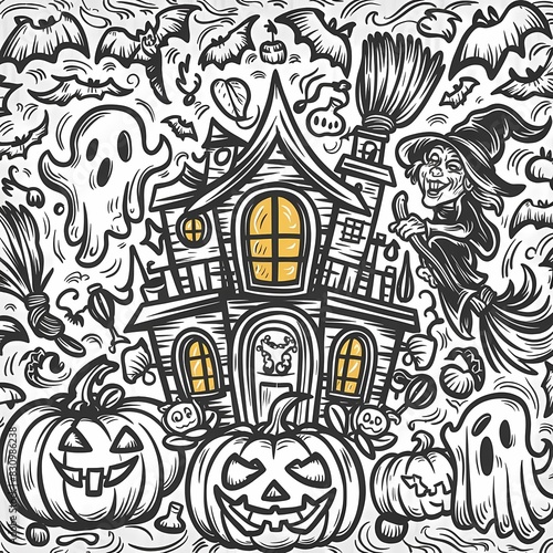 pattern with halloween themes coloring